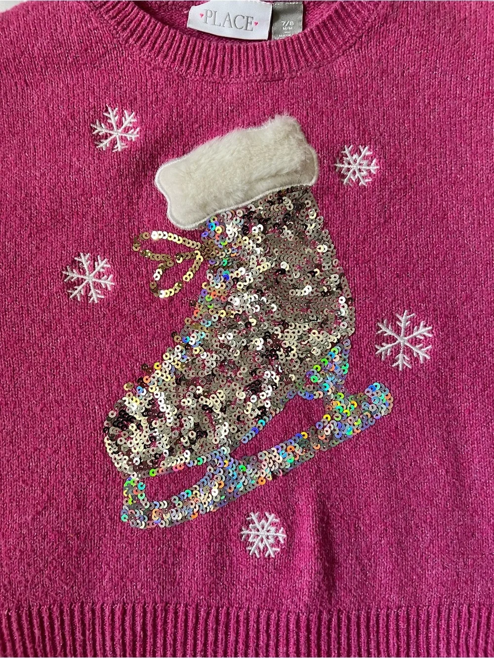 Place Girls Holiday Sweater Set - Red, Pink, Cream size 7-8